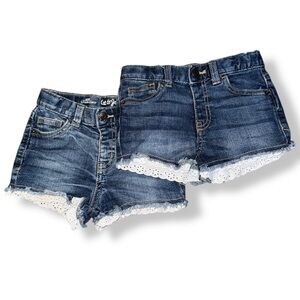 Girls Cat & Jack 4T Denim Cut Off Jeans Bundle Lot of 2